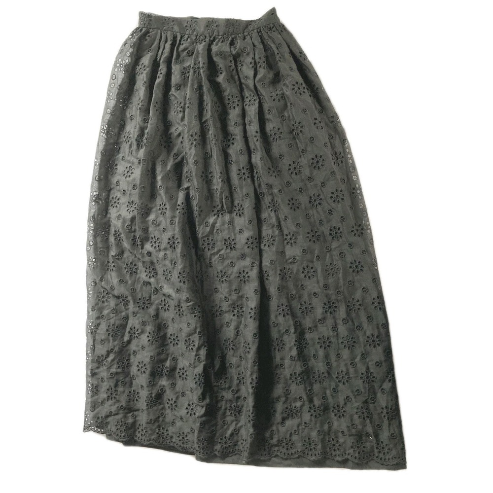 Vintage Sir James Skirt Womens 12 Black Eyelet Lace Floral Maxi A-Line Long